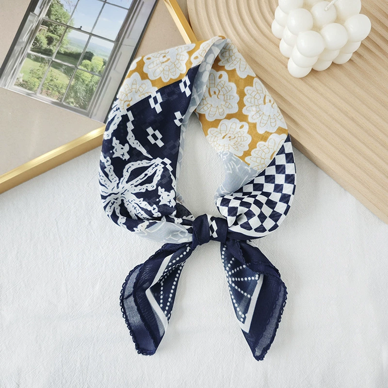 Cotton Linen Small Square Scarf view 12