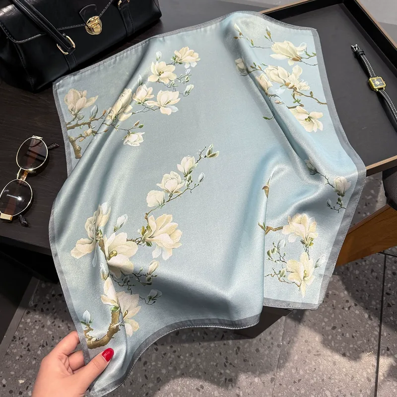 Mulberry Silk Floral Square Scarf