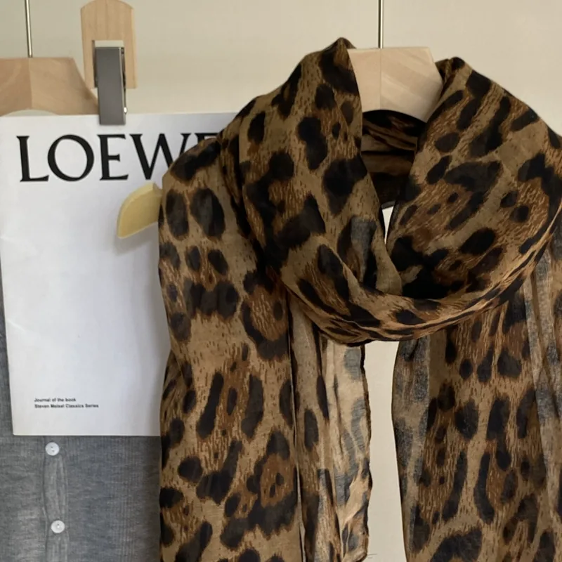 Leopard Print Long Scarf for Women