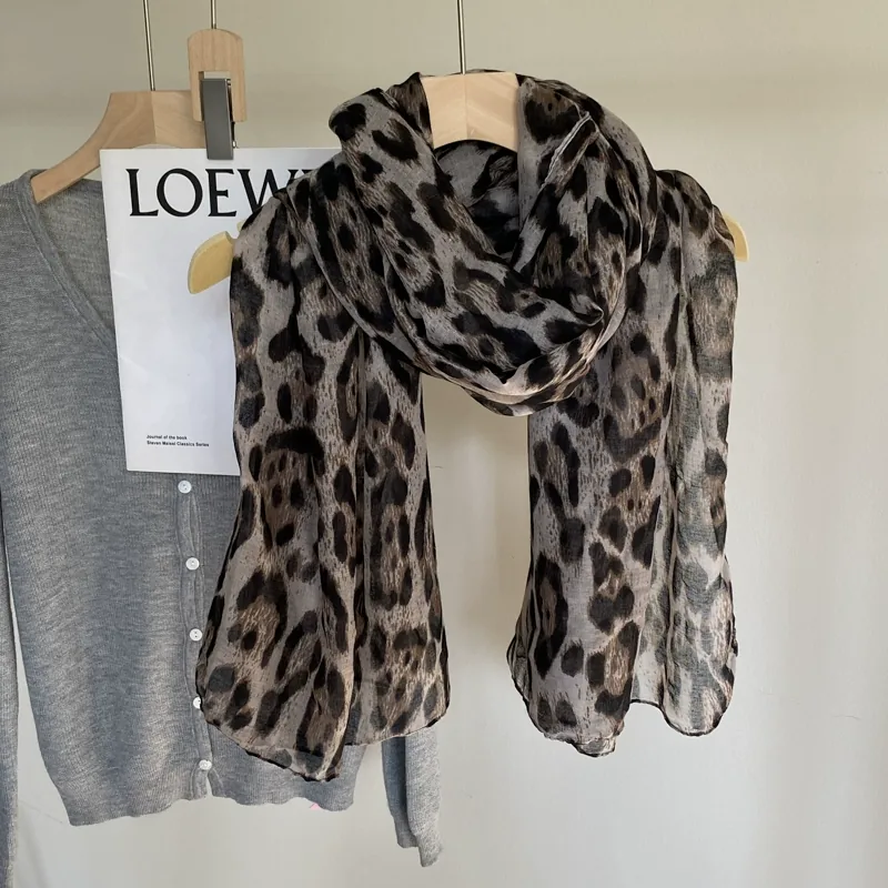 Leopard Print Long Scarf for Women view 3