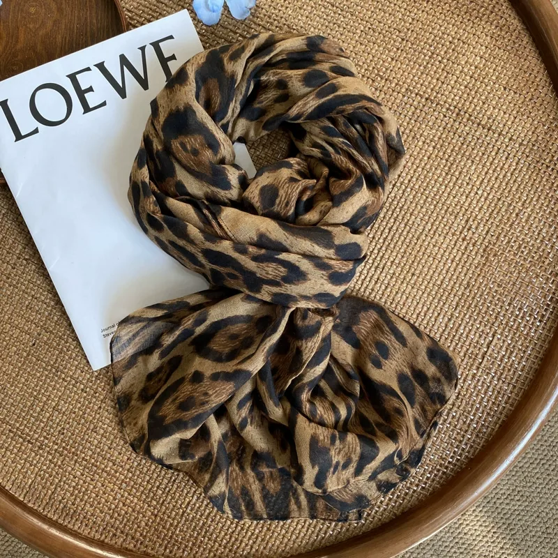 Leopard Print Long Scarf for Women view 4