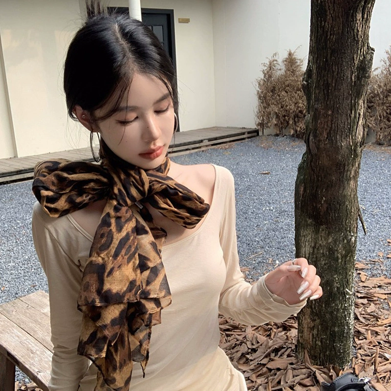 Leopard Print Long Scarf for Women view 5