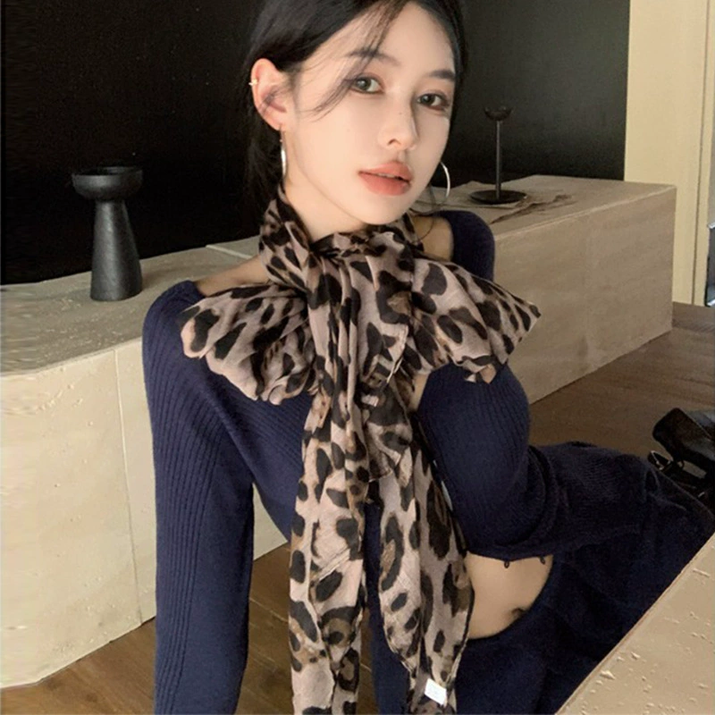 Leopard Print Long Scarf for Women view 7