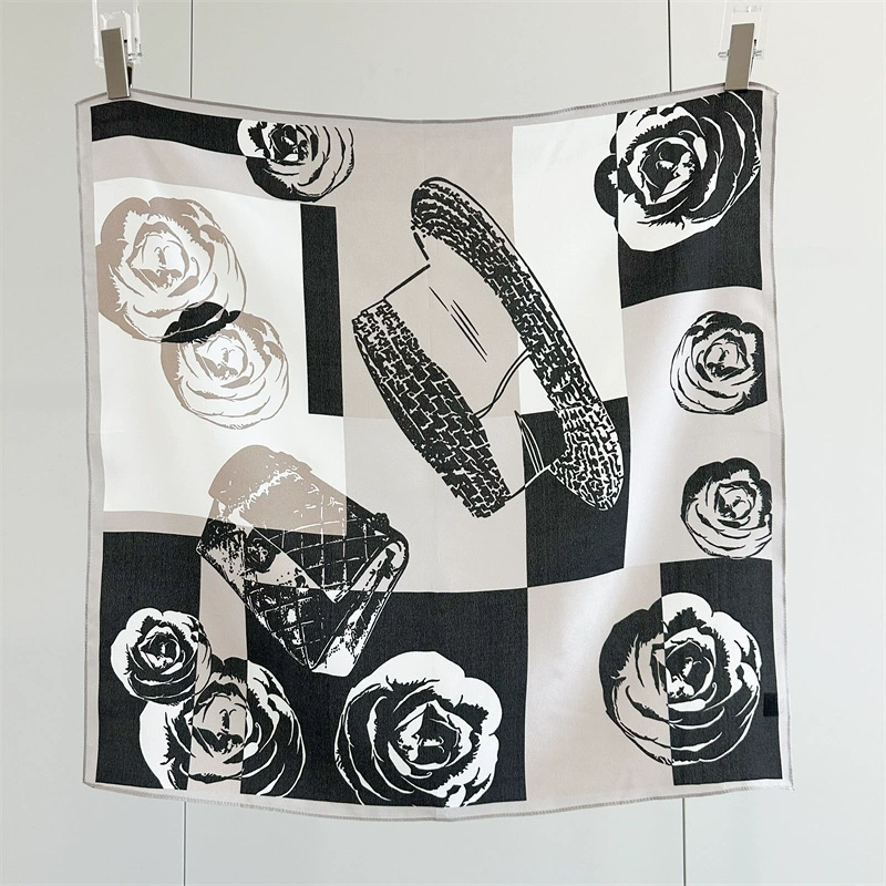 Mulberry Silk Jacquard Rose Scarf