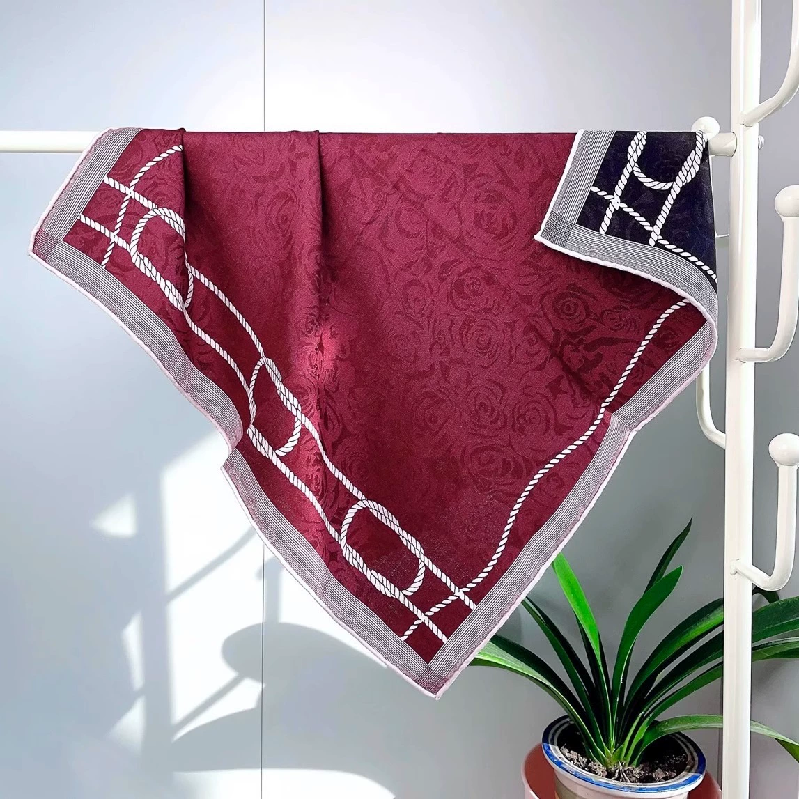 Mulberry Silk Jacquard Rose Scarf view 3