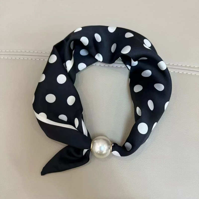 Polka Dot Magnetic Scarf with Pearl Necklace view 7