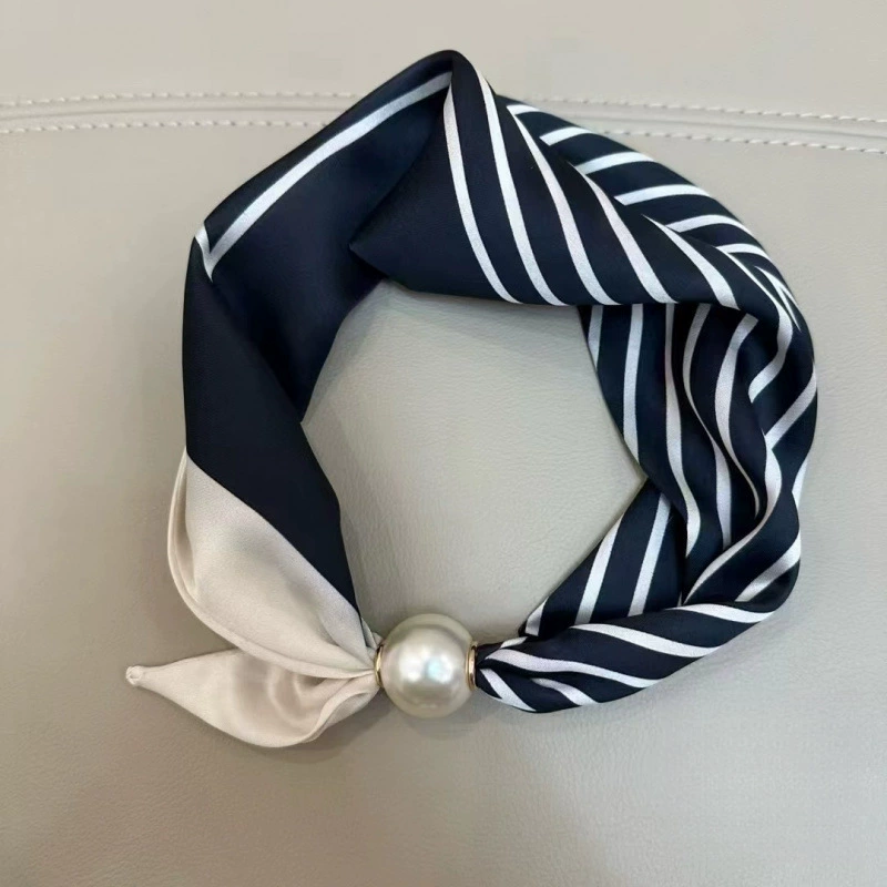 Polka Dot Magnetic Scarf with Pearl Necklace view 9