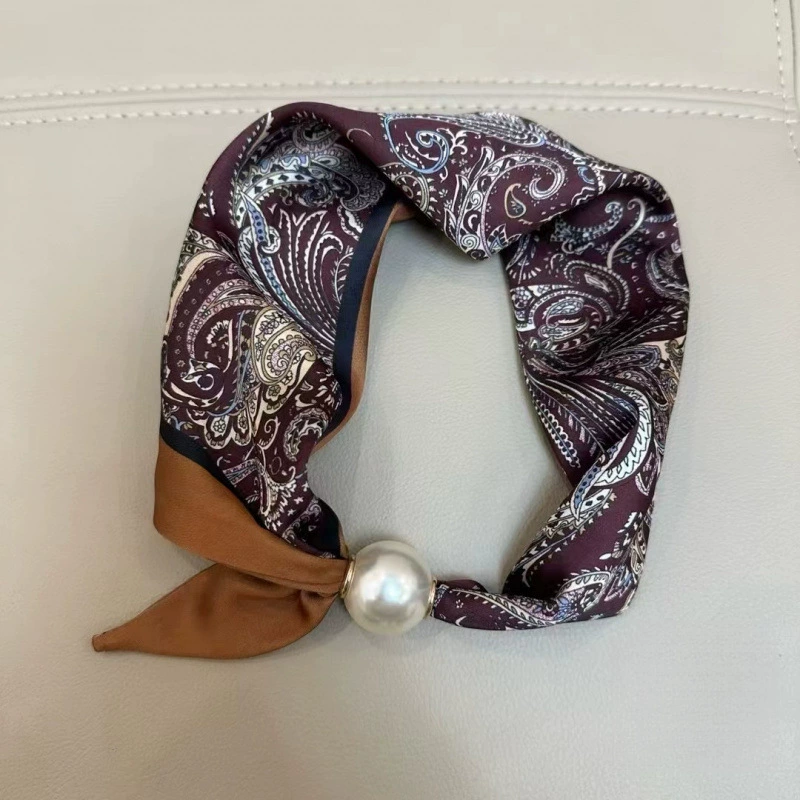 Polka Dot Magnetic Scarf with Pearl Necklace view 11