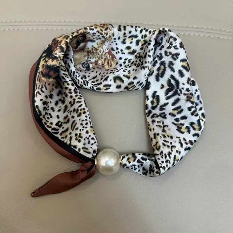 Polka Dot Magnetic Scarf with Pearl Necklace view 12