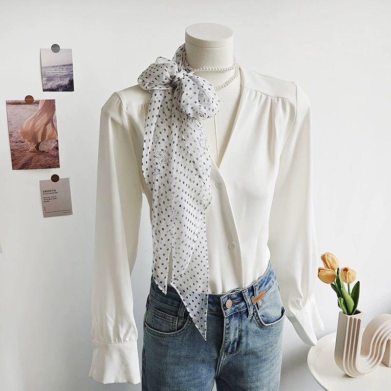 Polka Dot Chiffon Twilly Scarf view 2