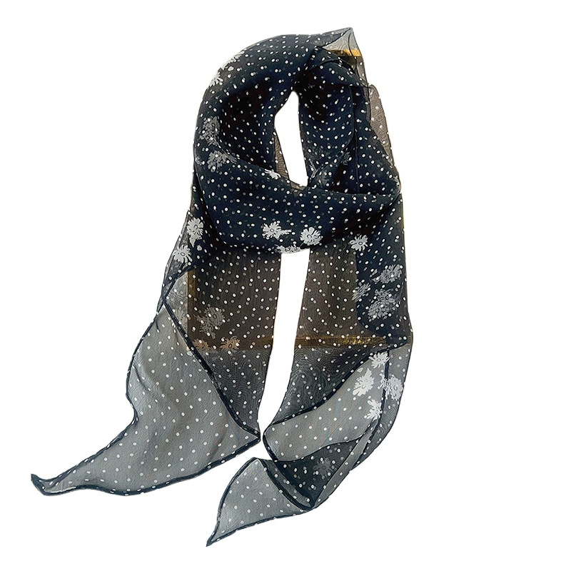 Polka Dot Chiffon Twilly Scarf view 5
