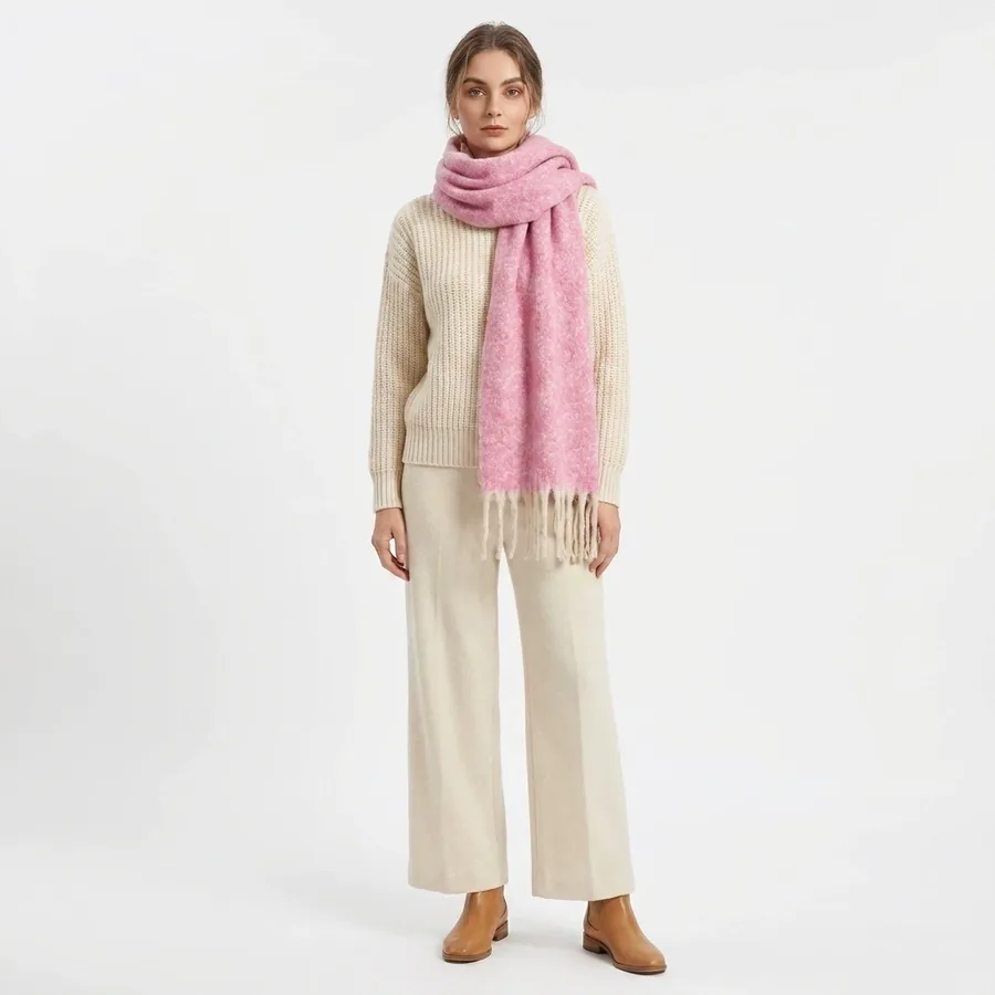 Polyester Mohair Solid Scarf