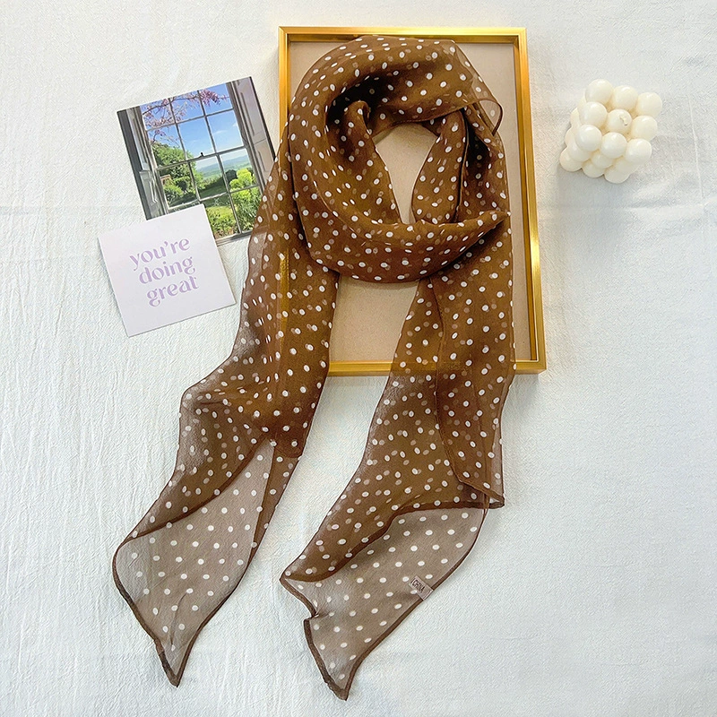 Polka Dot Chiffon Twilly Scarf view 2