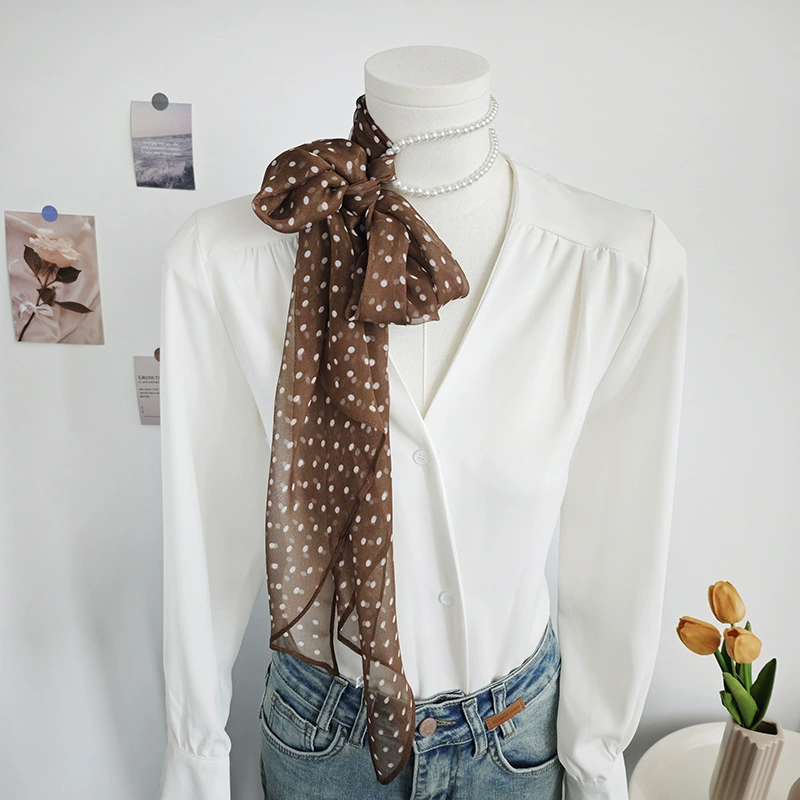 Polka Dot Chiffon Twilly Scarf view 3
