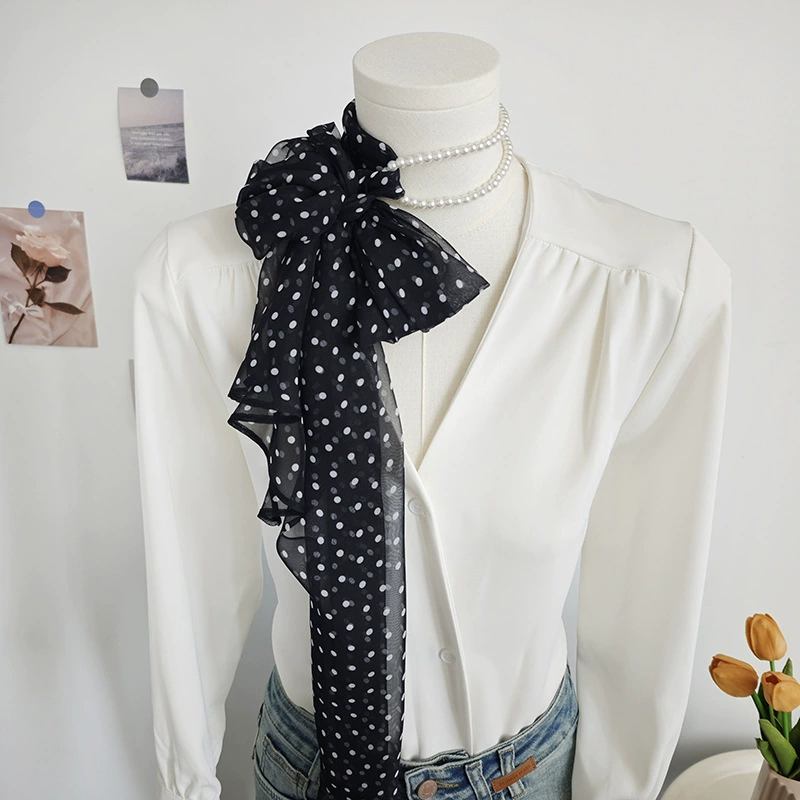 Polka Dot Chiffon Twilly Scarf view 4