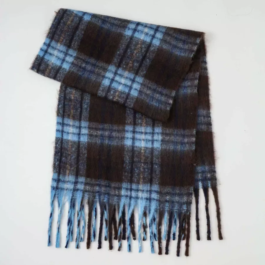 Polyester Plaid Scarf with Fringe view 6