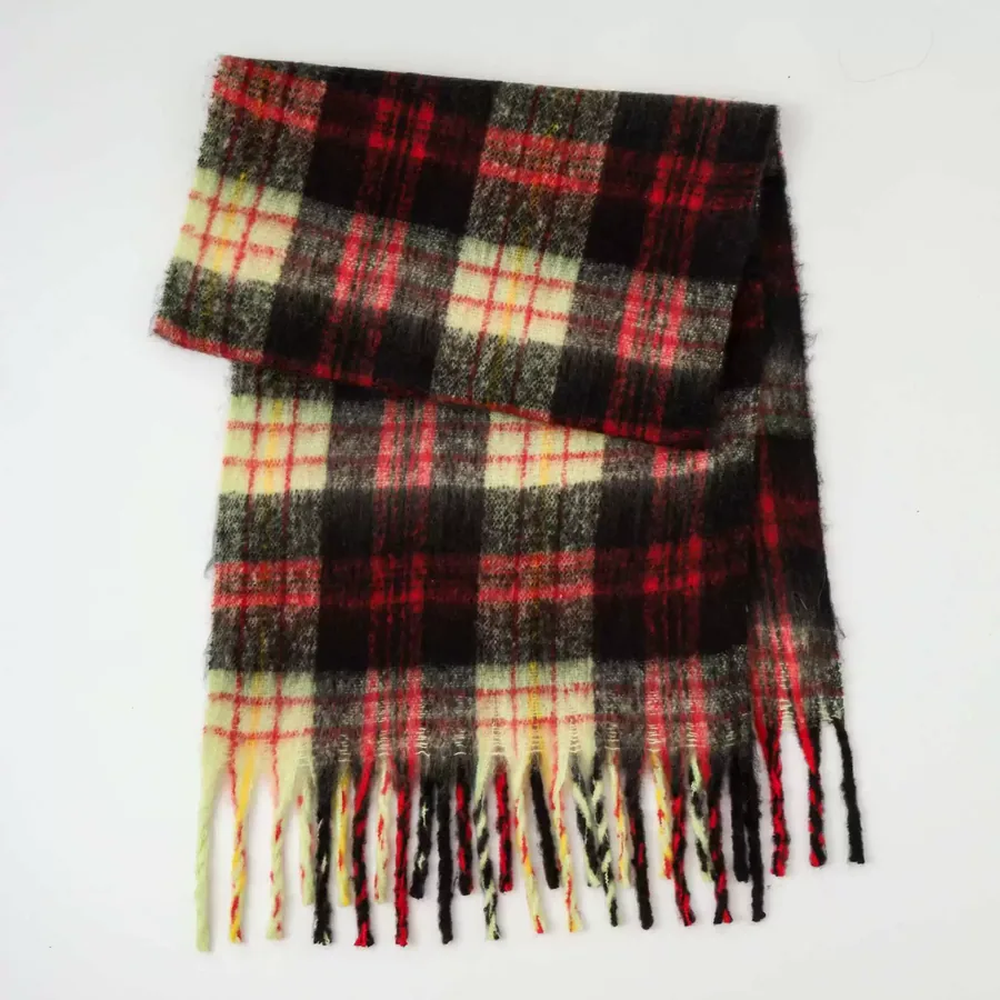 Polyester Plaid Scarf with Fringe view 7