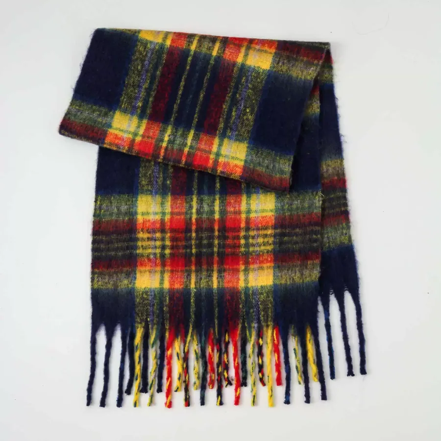 Polyester Plaid Scarf with Fringe view 8
