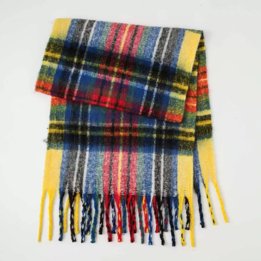 Polyester Plaid Scarf with Fringe view 11
