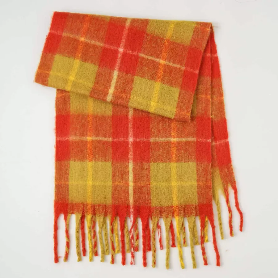 Polyester Plaid Scarf with Fringe view 12