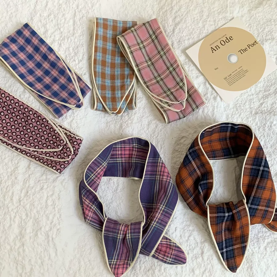Plaid Cotton Long Scarf