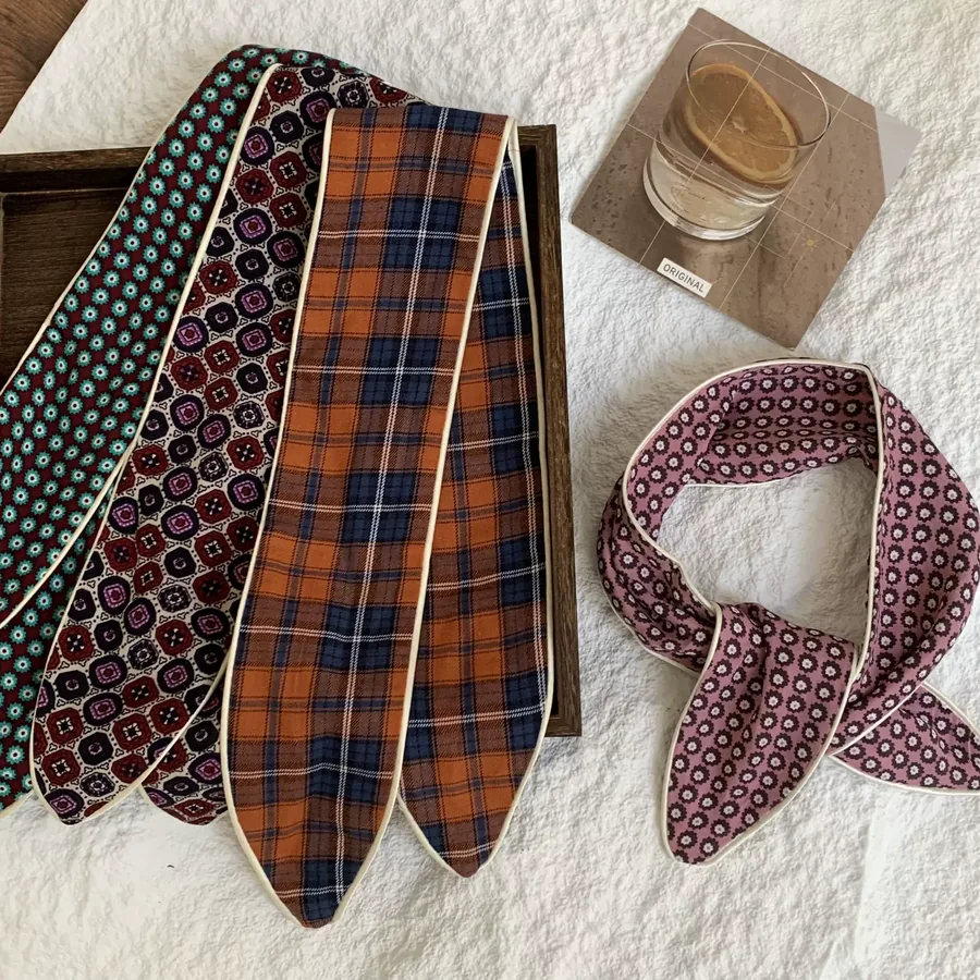 Plaid Cotton Long Scarf view 3