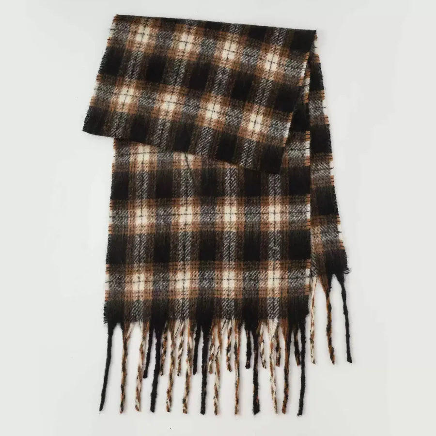 Polyester Plaid Scarf with Fringe view 7