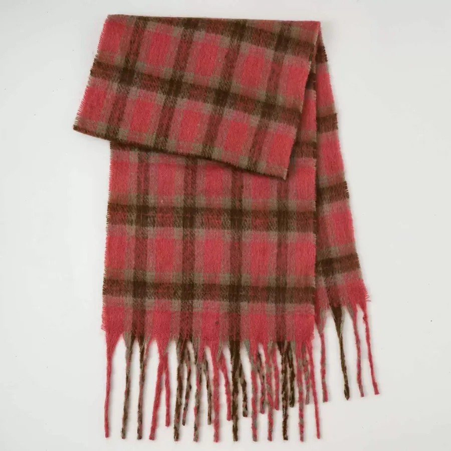 Polyester Plaid Scarf with Fringe view 9