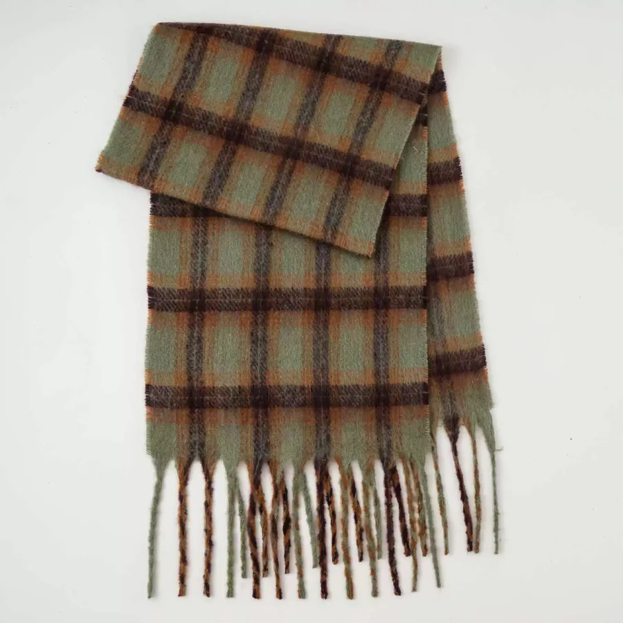 Polyester Plaid Scarf with Fringe view 10