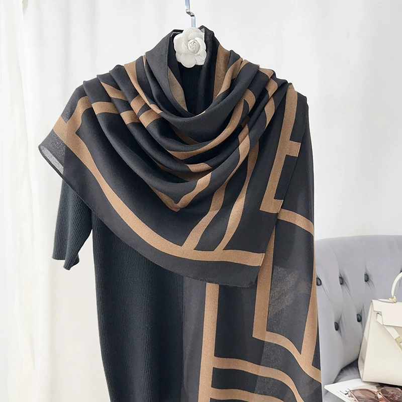 Cotton Linen Letter Print Shawl