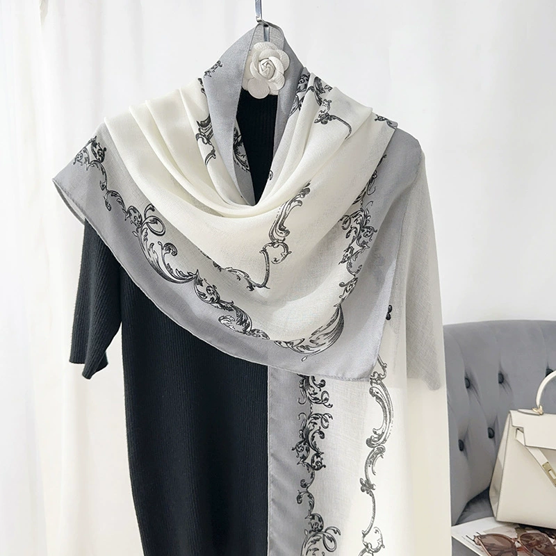 Cotton Linen Print Shawl