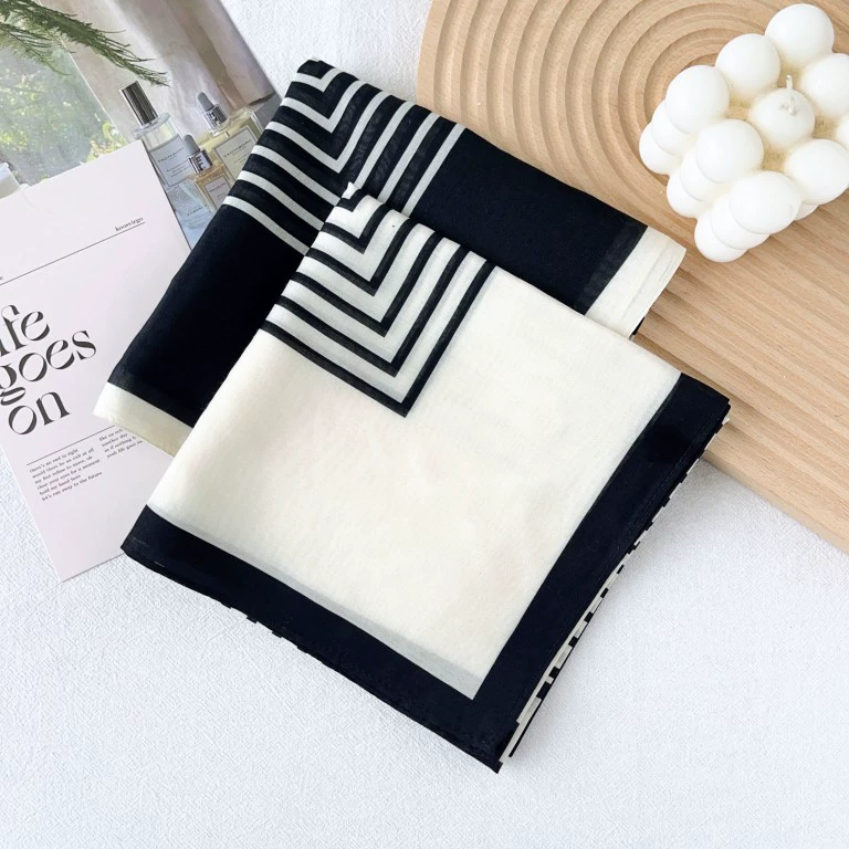Striped Cotton Silk Square Scarf view 2