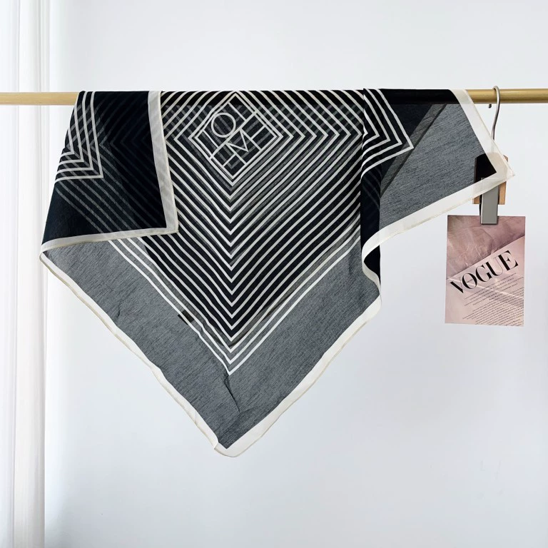 Striped Cotton Silk Square Scarf view 4