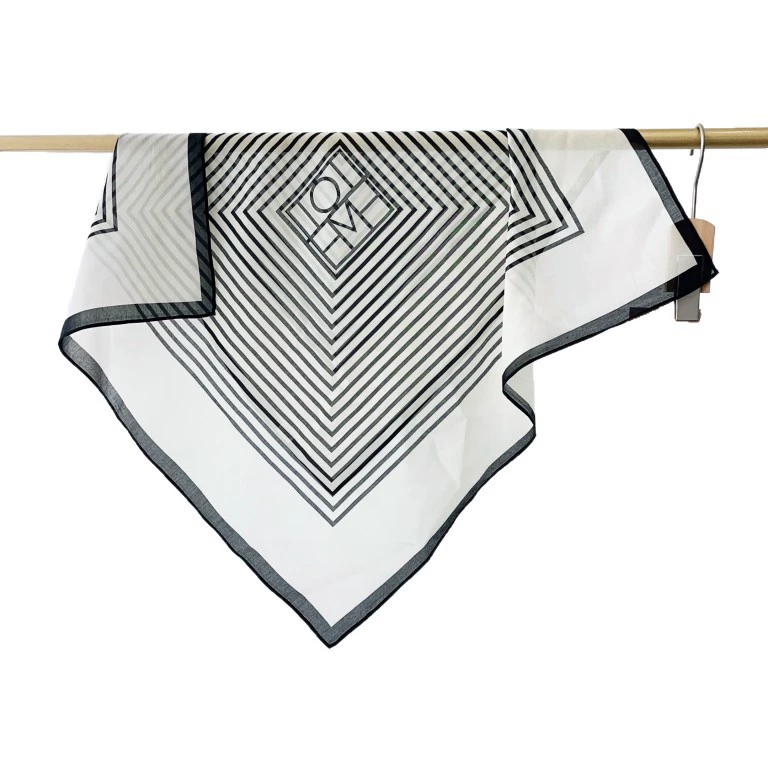 Striped Cotton Silk Square Scarf view 5
