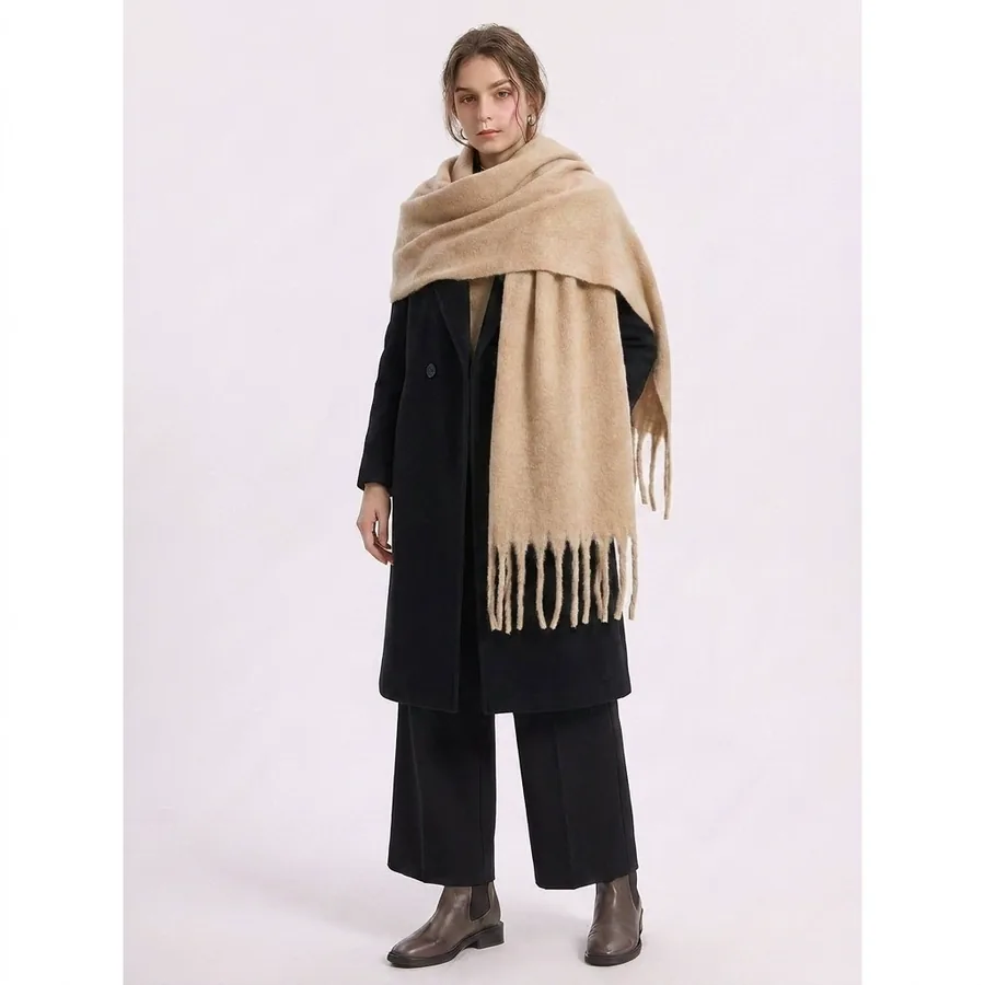 Polyester Solid Scarf with Fringe view 2