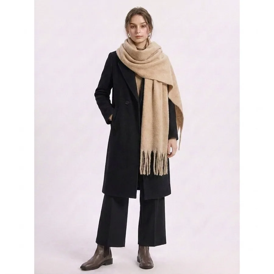 Polyester Solid Scarf with Fringe view 3