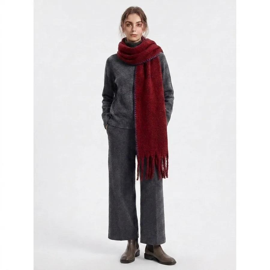 Polyester Mohair Solid Scarf