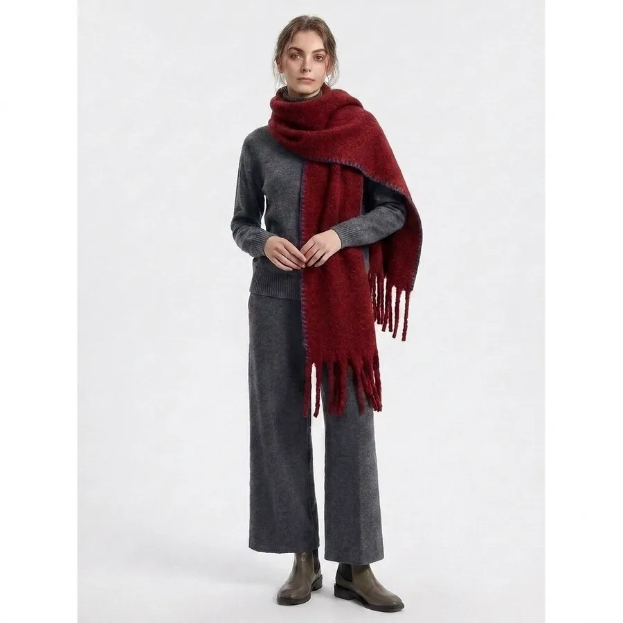 Polyester Mohair Solid Scarf view 2