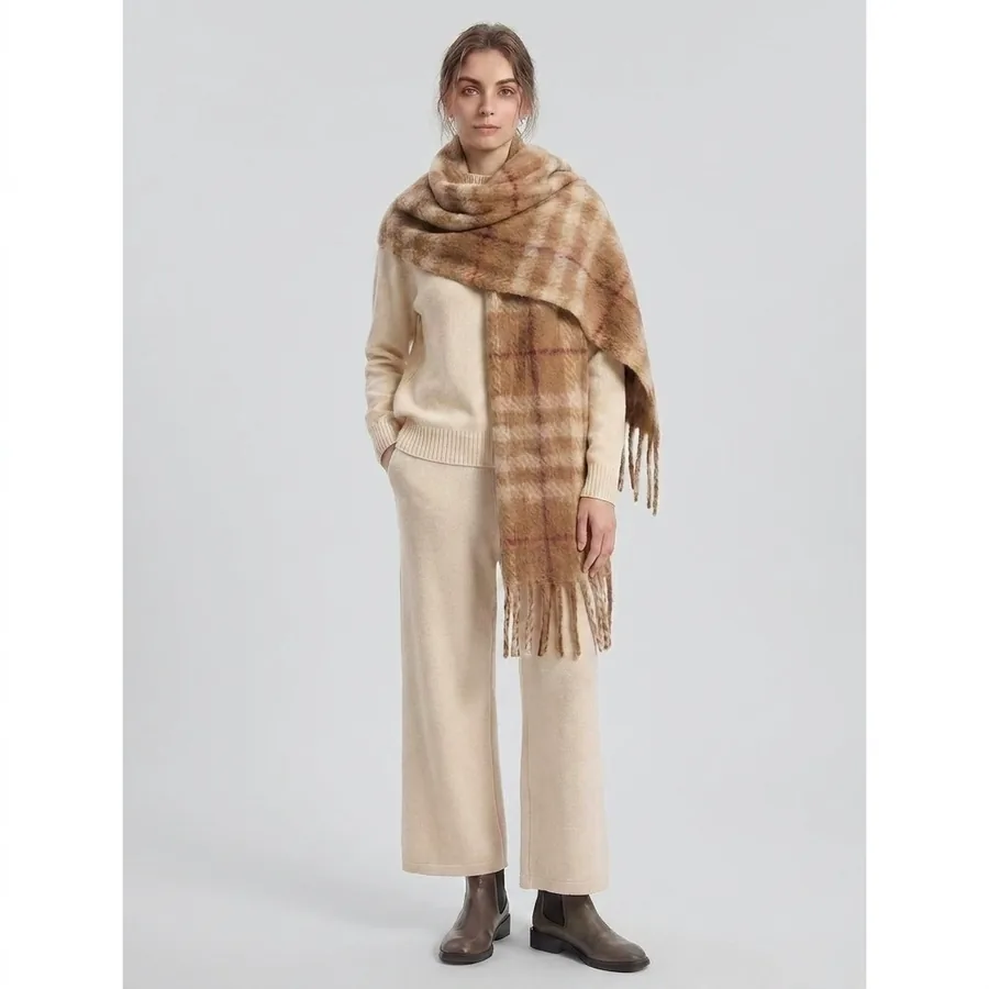 Polyester Mohair Scarf with Fringe view 2