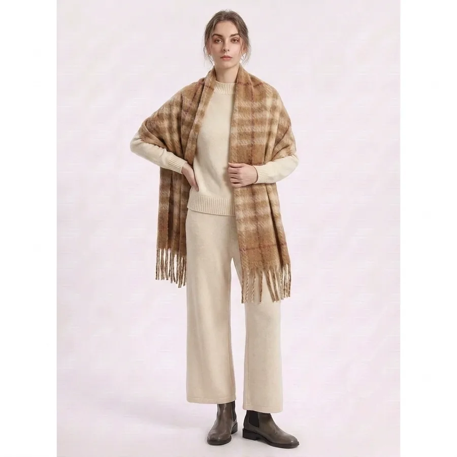 Polyester Mohair Scarf with Fringe view 3