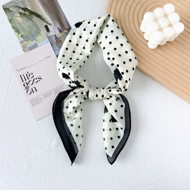 Polka Dot Cotton Silk Square Scarf