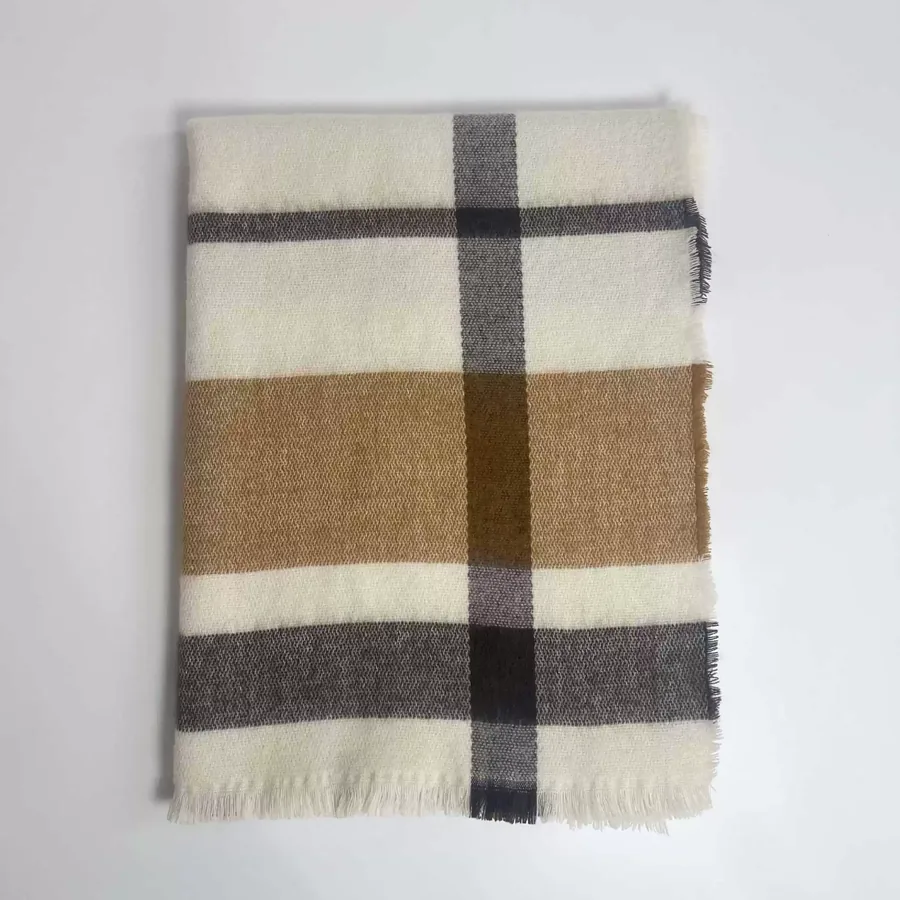 Acrylic Plaid Scarf with Fringe view 8