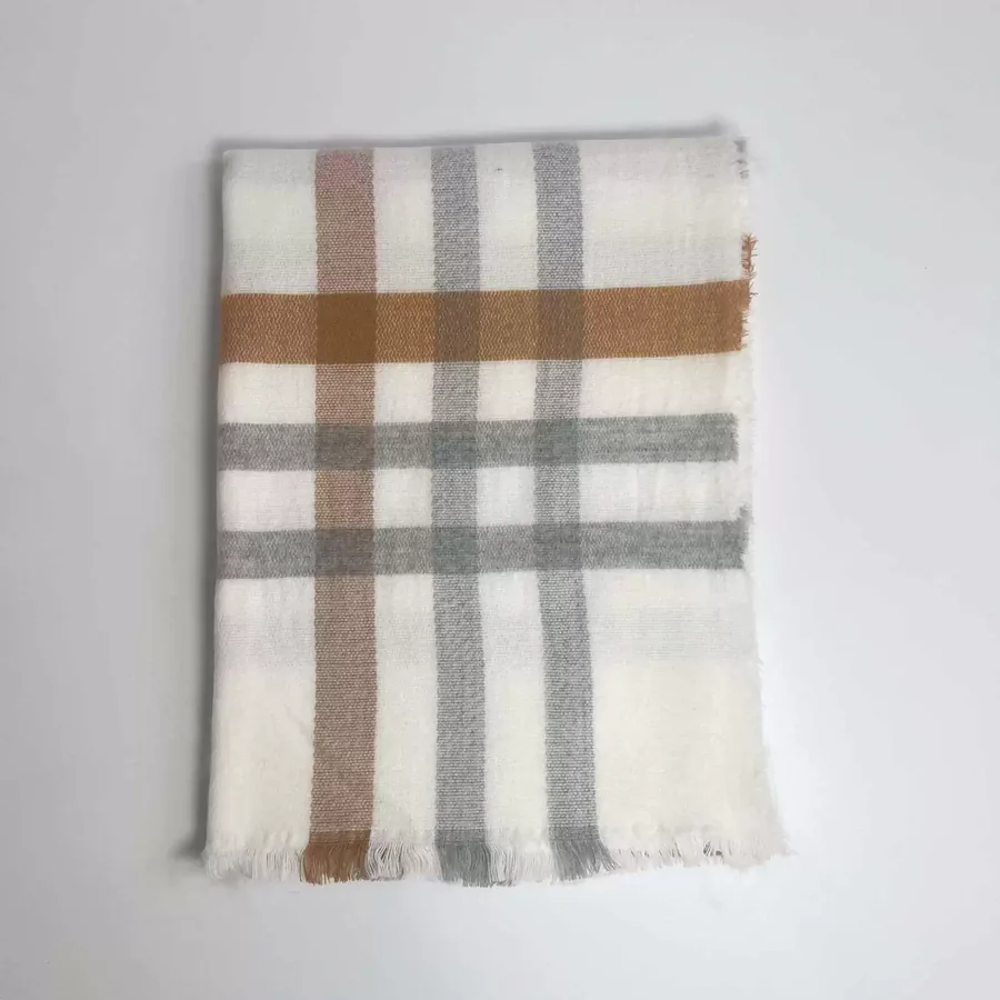 Acrylic Plaid Scarf with Fringe view 11