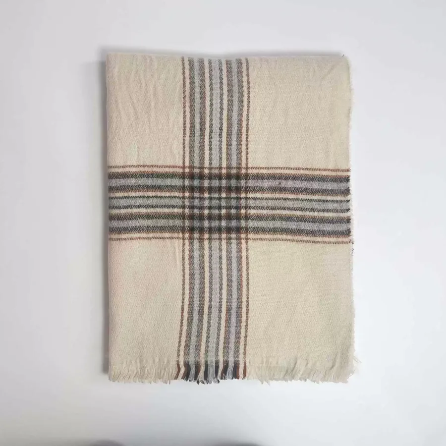 Acrylic Plaid Scarf with Fringe view 12