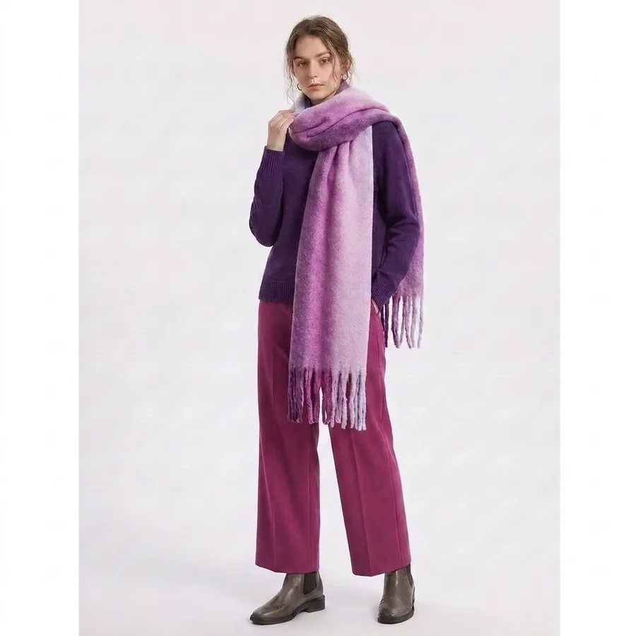 Yarn-Dyed Striped Fringe Scarf
