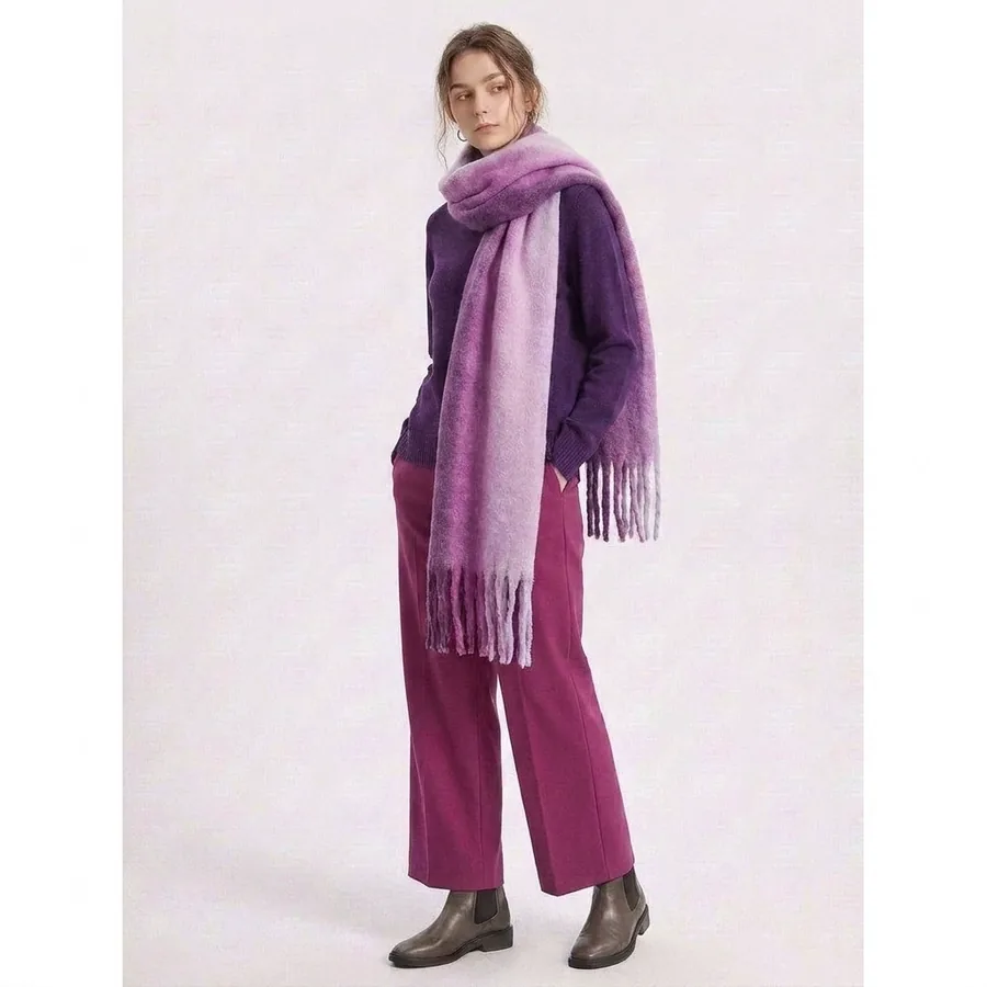 Yarn-Dyed Striped Fringe Scarf view 2