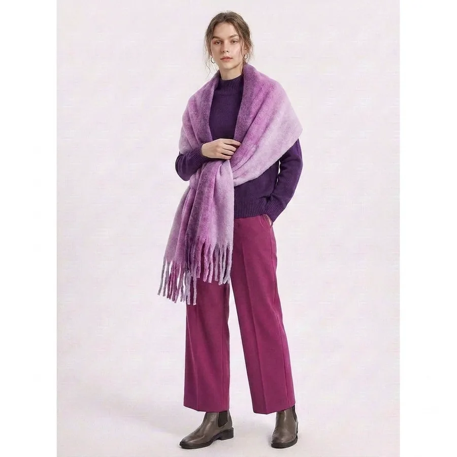 Yarn-Dyed Striped Fringe Scarf view 3