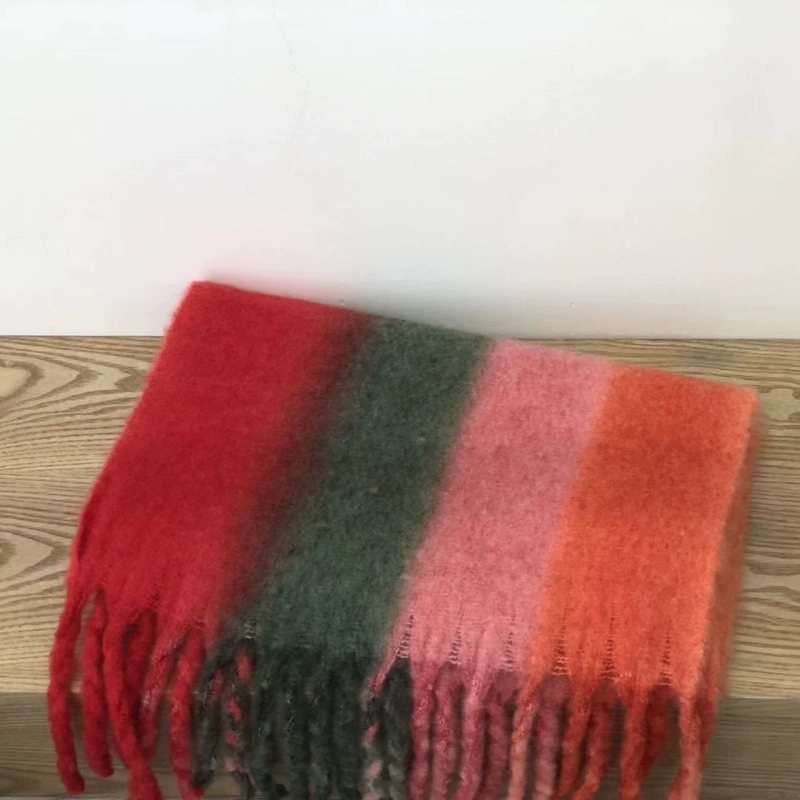 Yarn-Dyed Striped Fringe Scarf view 9