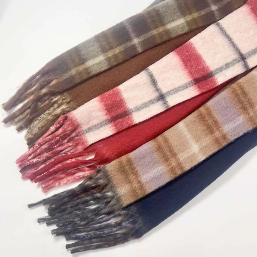 Yarn-Dyed Plaid Fringe Scarf view 4