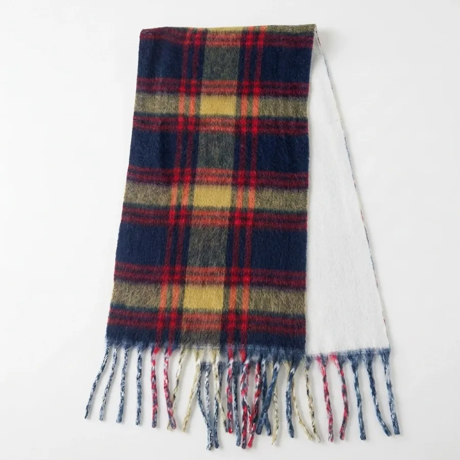 Yarn-Dyed Plaid Fringe Scarf view 6